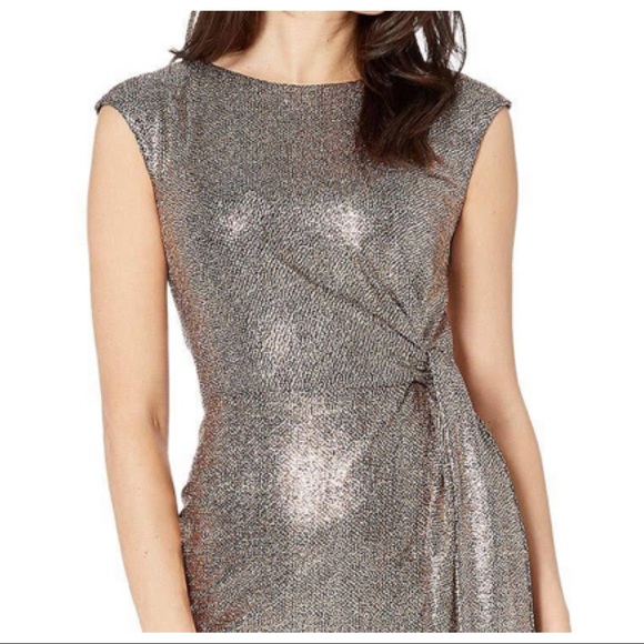 Tahari ASL Hammered Stretch Metallic Dress - Picture 6 of 16